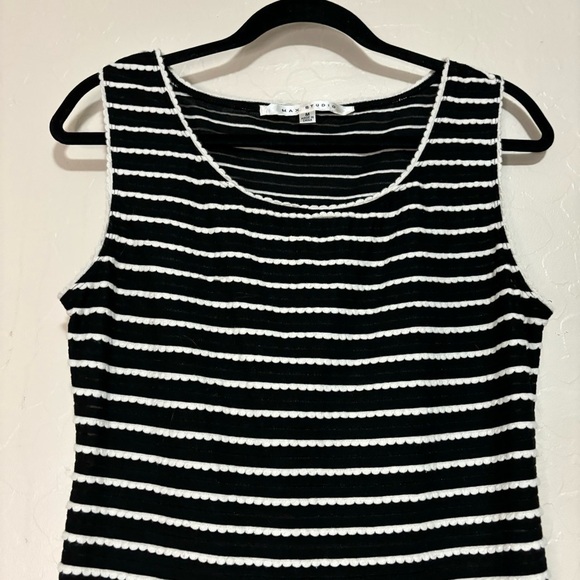 Max Studio Black and White Striped Sleeveless Scoop Neck Drop Waist Dress Size M - Picture 7 of 10